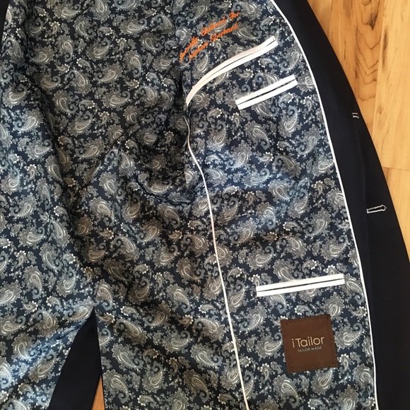 Itailor suit jacket navy 36L NWOT - Picture 7 of 8